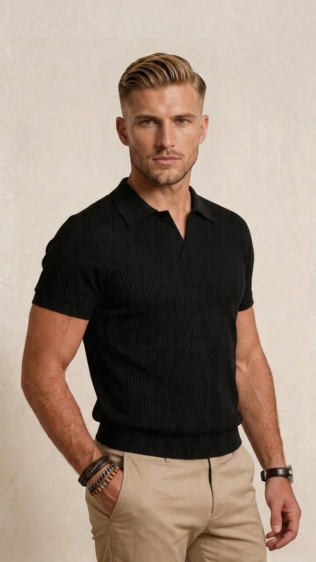 Knitted Short Sleeve Polo