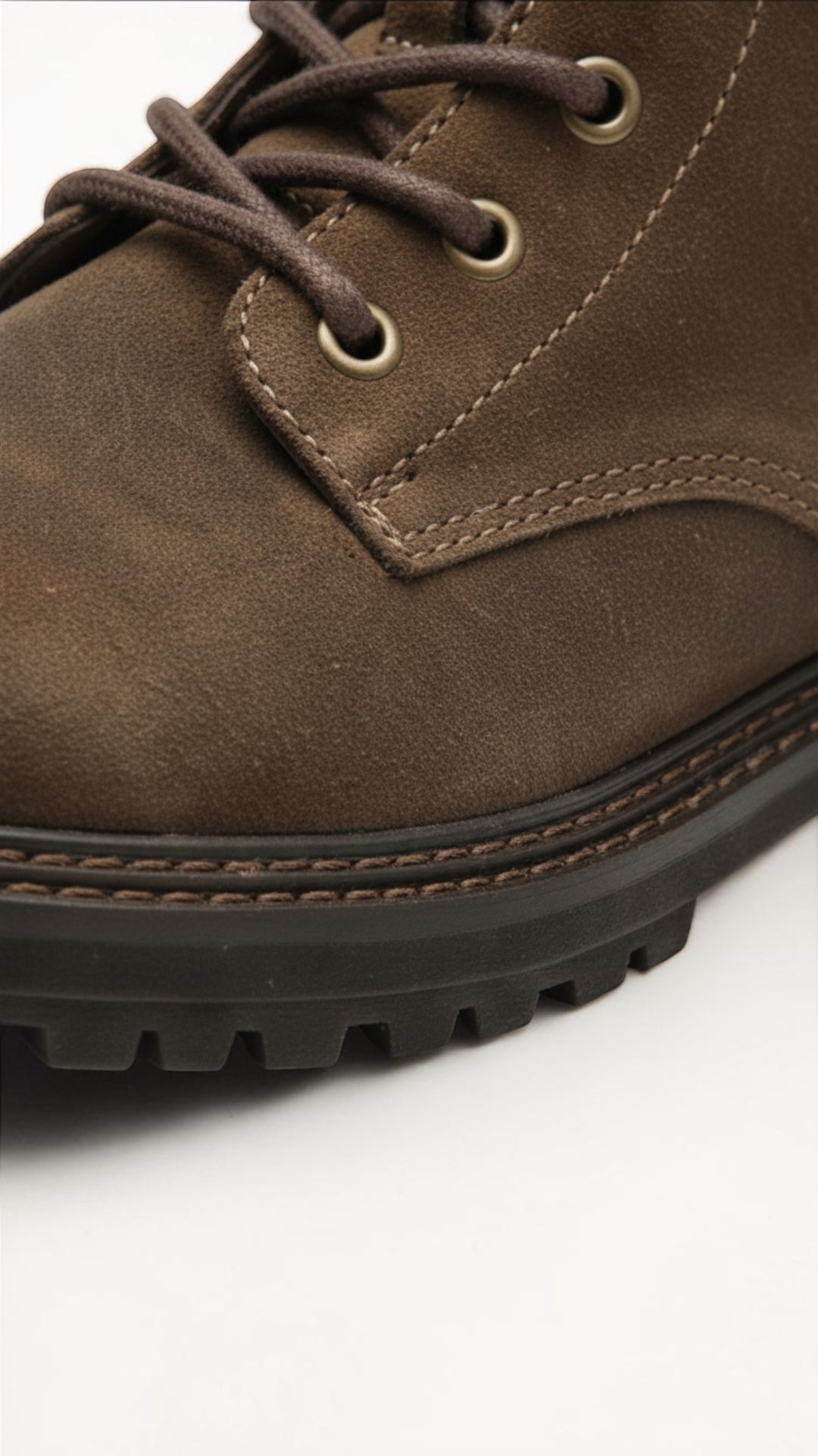 The Wool Company men's yellow-brown suede work boots with fleece lining and lace-up closure.