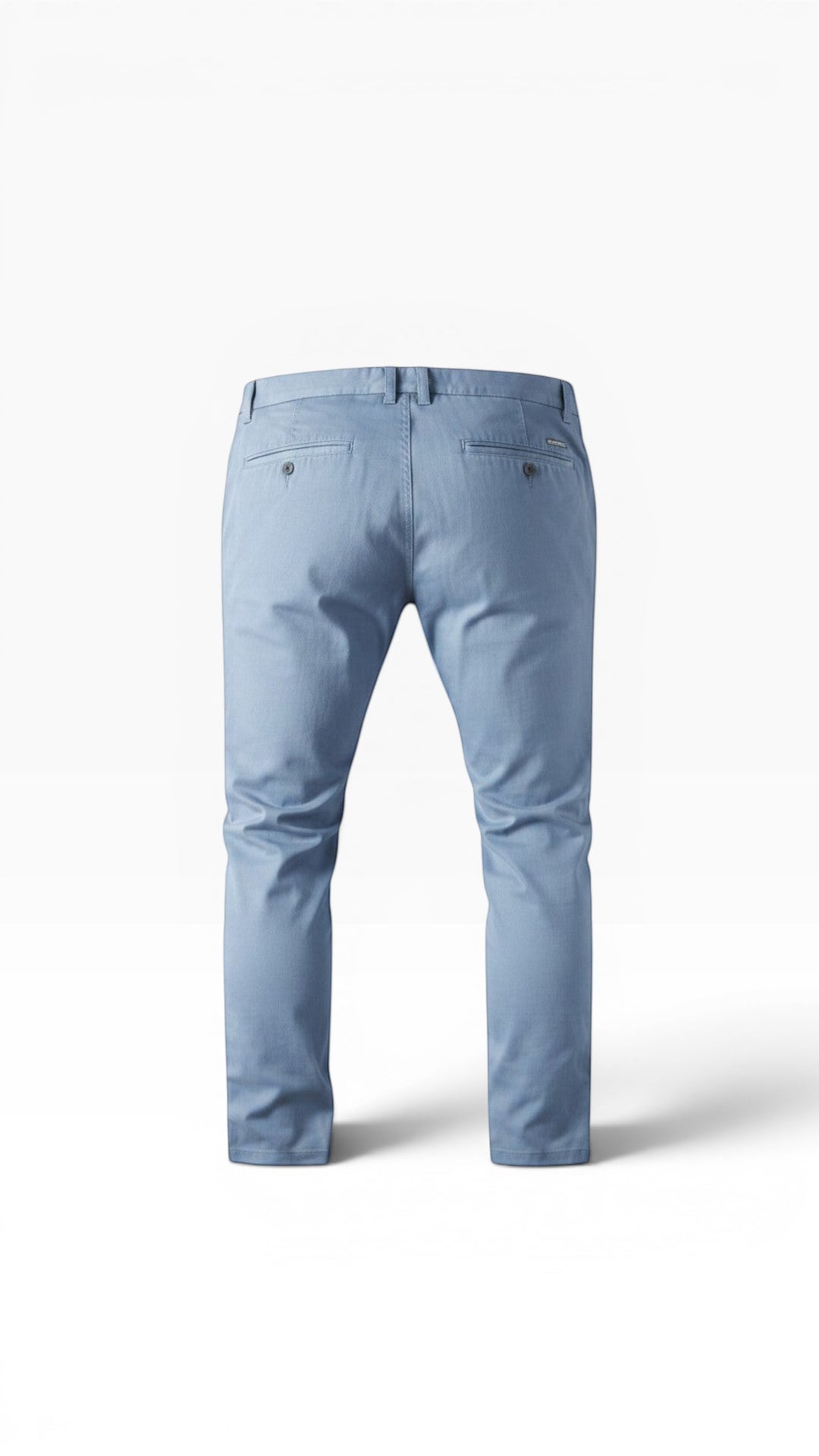 The Wool Company light blue cotton chino trousers with a straight leg and mid-waist.